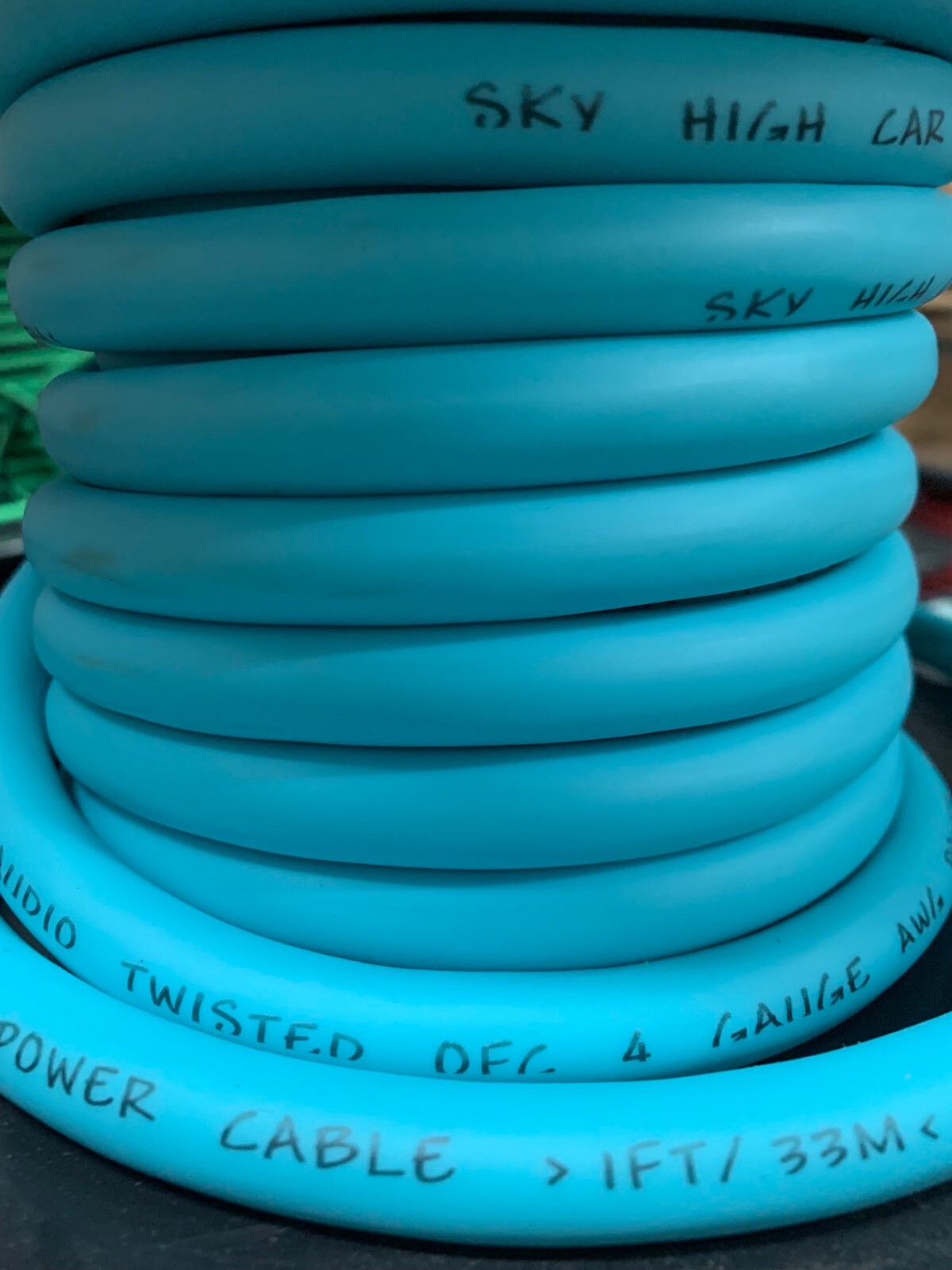 SKY HIGH CAR AUDIO 4 GAUGE OFC 100FT SPOOL AQUA