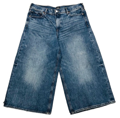 Express Jeans Women’s 14 S Blue Mid Rise Wide Leg Cropped Culottes 32x23