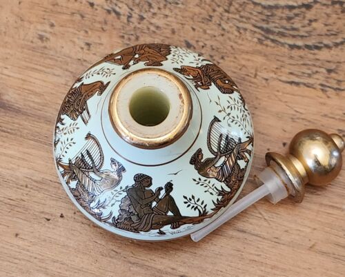 Botella de perfume vintage griega Bardaco "vacía" con Dabber, oro verde menta - Imagen 7 de 10