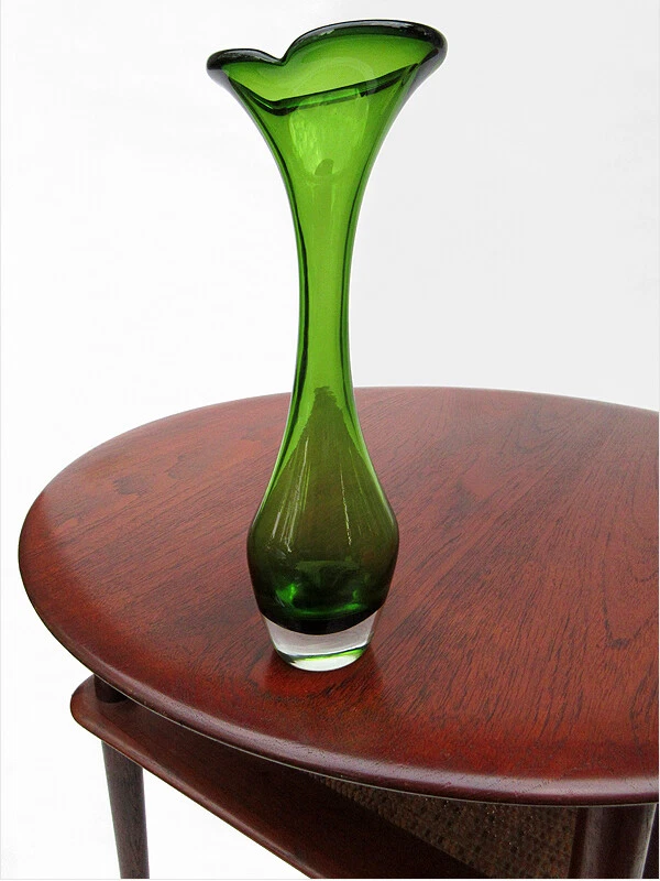 Jarrón de vidrio arte escandinavo 1960 Bo Borgstrom Aseda Glasbruk mediados de siglo moderno Foto 2 de 4