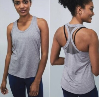 Athleta Blue Topanga Mesh Back Polyester Lyocell Tank Top 350528