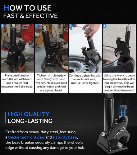 Herramienta manual para cambiar neumáticos rompe cuentas para neumáticos de 38"-42", rotura de cuentas - Imagen 8 de 9