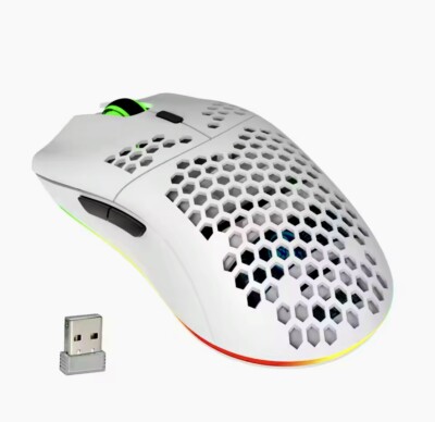 PC Kabellose Gaming Maus LED - Wireless Mouse RGB - Maus Kabellos | Weiß