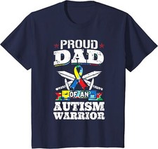 Proud Dad Of An Autism Warrior Autistic Awareness Youth Unisex T-shirt