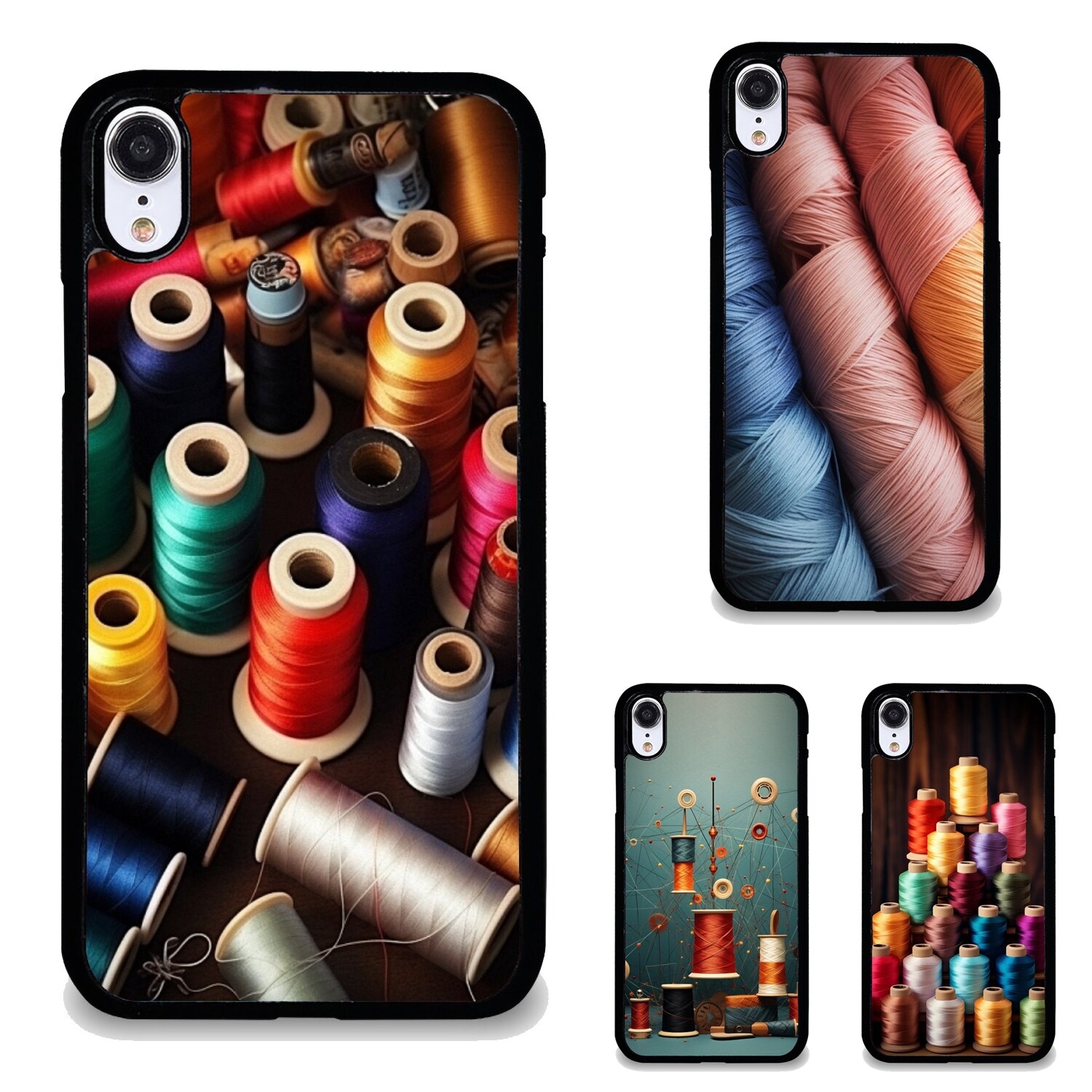 Colorful Cotton Thread Spool Design TPU Case for iPhone SE4 12 13 14 15 16 Pro Max