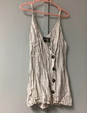 Reformation Mini Dress Size Large Linen Striped Button Down Spaghetti Strap
