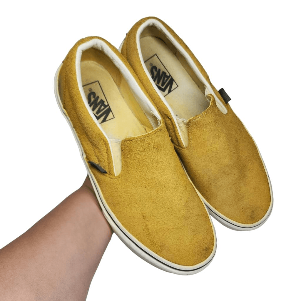 Vans Unisex Yellow Hairy Suede Plimsolls Classic Slip On Shoes