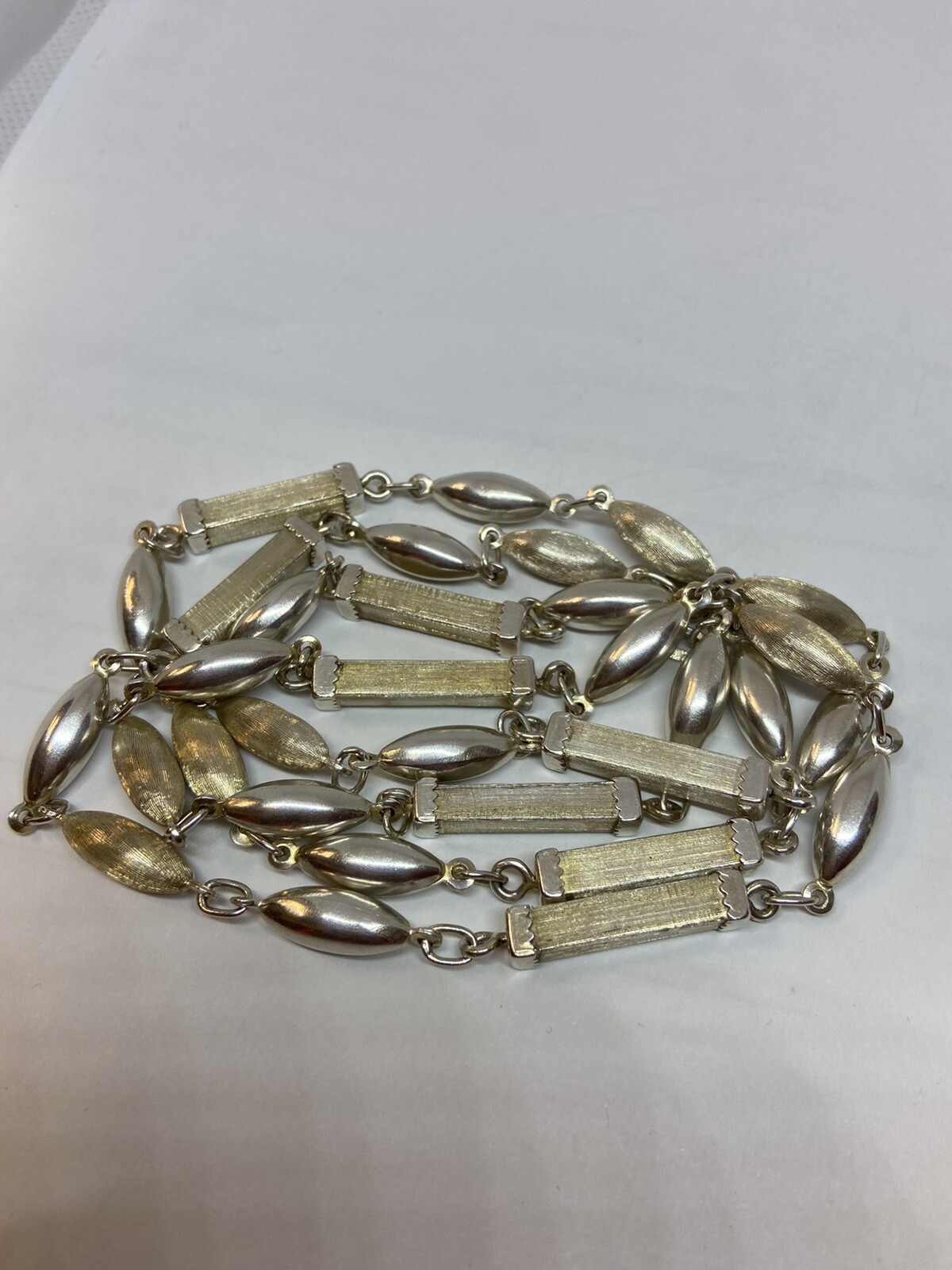 Solid sterling silver oval pea pod rectangle link… - image 4