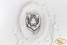 DIY Jewelry Making Beading Kit White Tiger Brooch Bead Embroidery Needlepoint