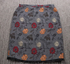 90's Vintage Floral Embordered Skirt Size 14 Gray Lace Trim Boho Hippie