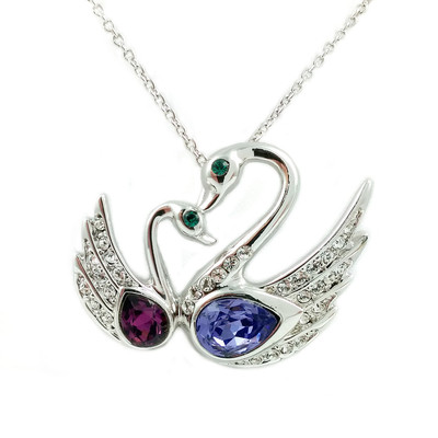 Fashion Jewelry 18k White Gold Plated Swan Necklace (FN080)