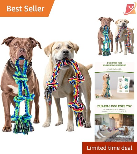 2 Pack Heavy Duty Cotton Dog Rope Chew Toys for Large Aggressive Chewers