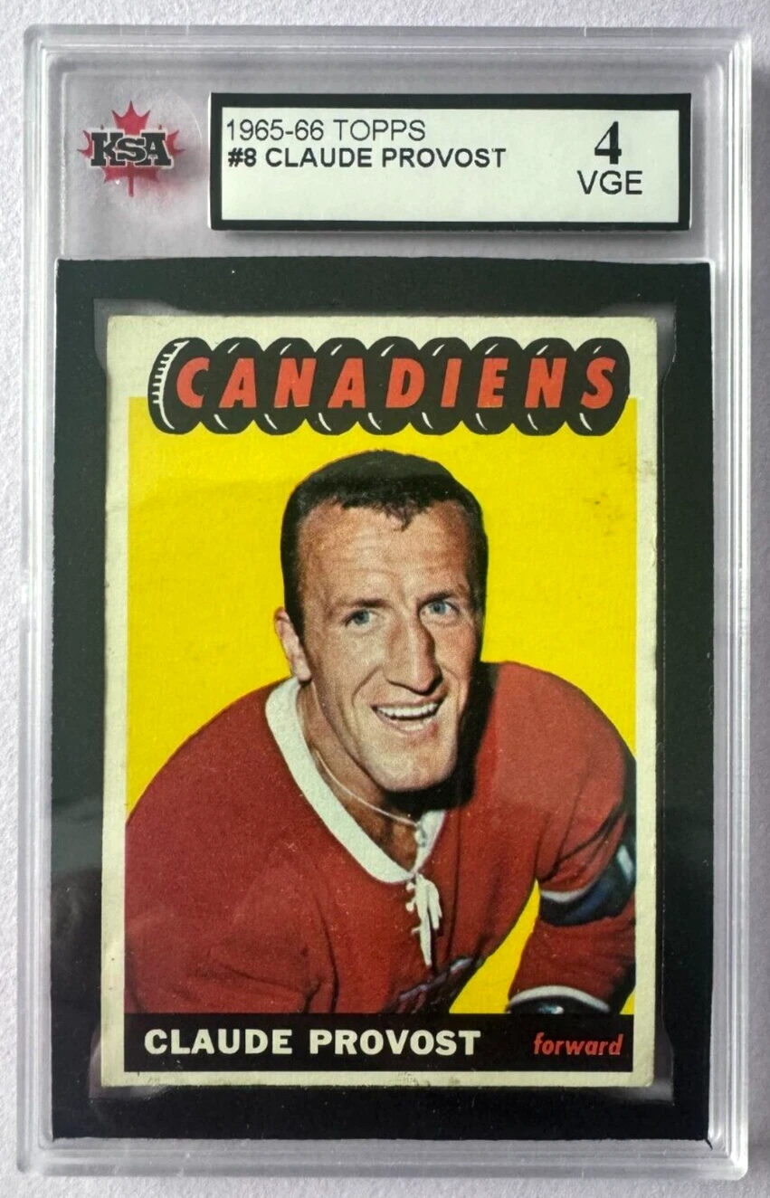 1965-66 TOPPS NHL HOCKEY CARD #8 CLAUDE PROVOST DP MONTREAL CANADIENS KSA 4 VGE