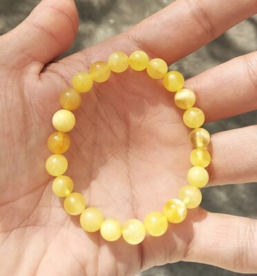 Bracelet baltic amber tiger round beads 5g