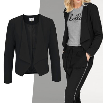 Elegant BLAZER Gr.34/36 XS/S JACKE Business Büro City SCHWARZ Casual Stretch