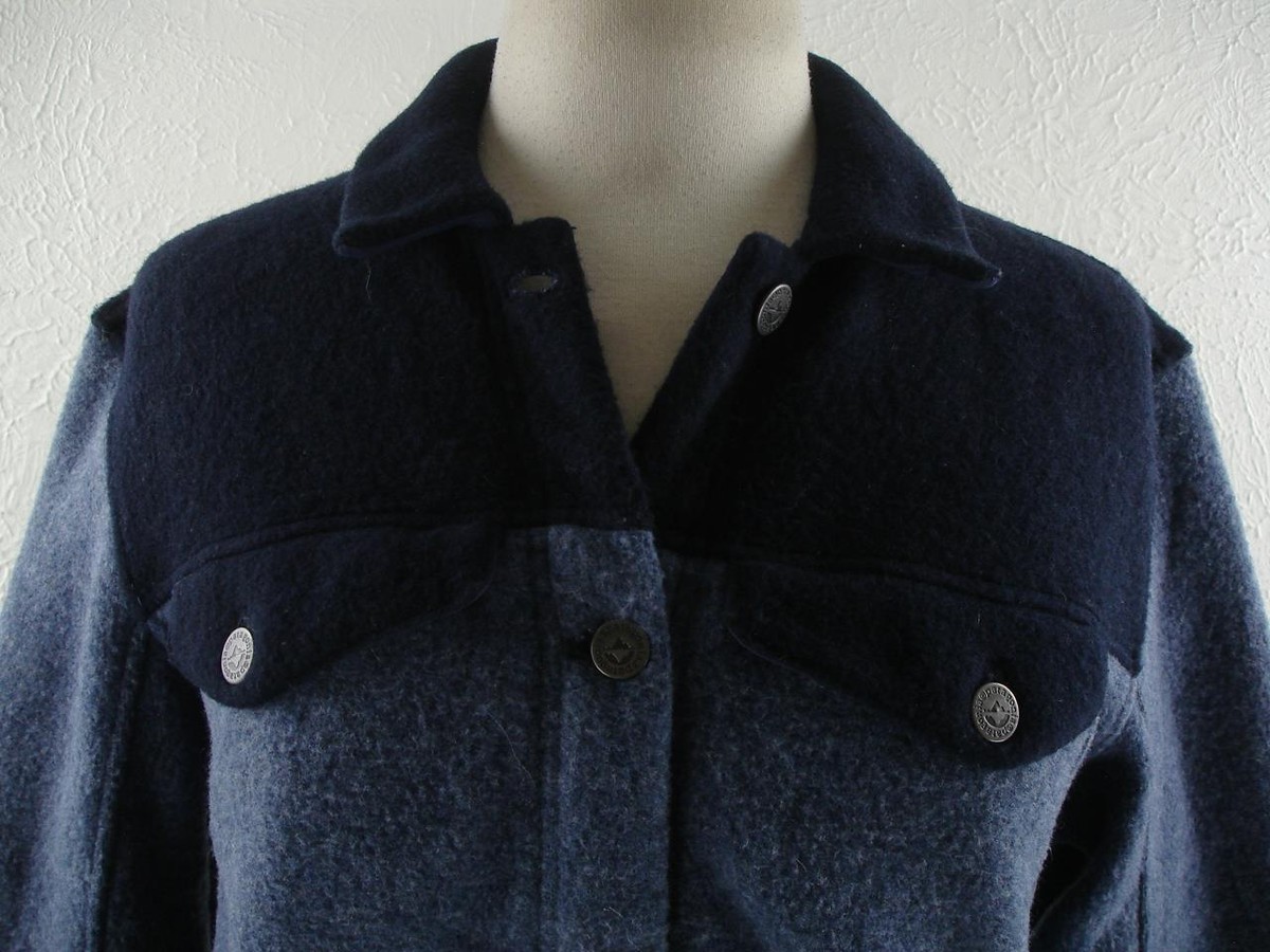Patagonia Women's M Woolie Trucker Jacket 26660 Blue Wool Blend Button-Up  Winter