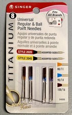 Singer 8pc REGULAR BALL POINT Titanium Sewing Machine Needles - 04806