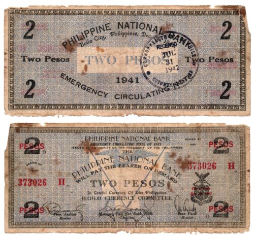 PHILIPPINE 1941 Iloilo Emergency S306 2₱ C/S Counter Stamped CUYO, PALAWAN - Picture 1 of 3