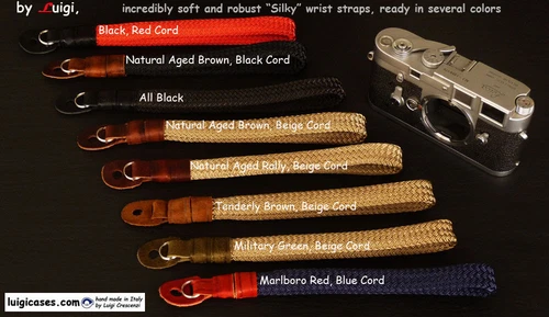 LUIGI SILKY WRIST STRAP to LEICA,FUJI,CANON,NIKON,SONY,MORE,inc UPS,SELECT COLOR