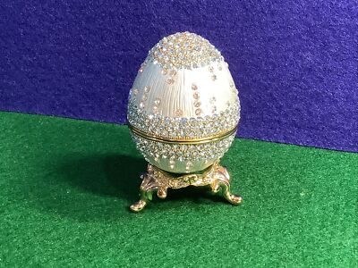 Rare Crystal Egg Trinket Or Engagement Box With Stand
