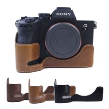 PU Leather Camera Bag Half Base Body Case Cover for Sony A7IV A7S3 A1 A7M4 A7R5