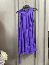 Simply Vera by Vera Wang Shiny Purple Sleeveless Tiered Mini Dress Size Small
