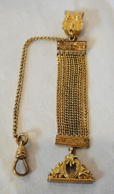 Antique 10K Filled Edwardian The D. F. B. Co. Pocket Watch Wax Seal, Fob & Chain
