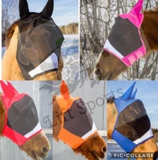 Horse Fly Mask 5 Colors Stretchable Ears Air flow Bugs Insects Mosquitoes Lycra
