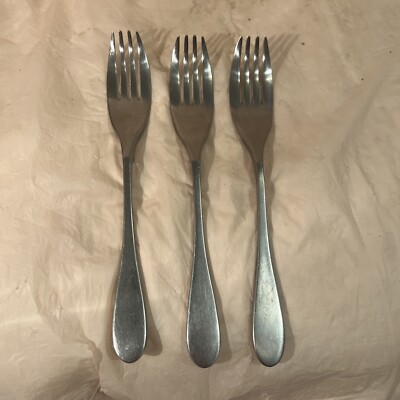 3 KNORK ORIG. MATTE STAINLESS DINNER FORKS 7 5/8  HEAVY THICK HANDLE HAND FORGED
