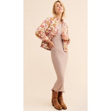 Anthropologie Saltwater Luxe Floral Quilted Jacket Size Medium