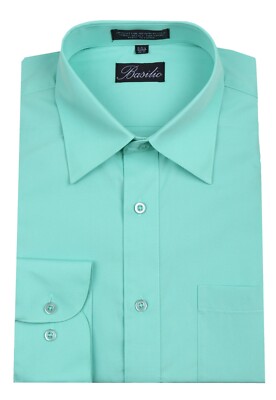 Men's Italian Design Solid Seafoam Long Sleeve Convertible Cuff Dress Shirt-NWT  | eBay