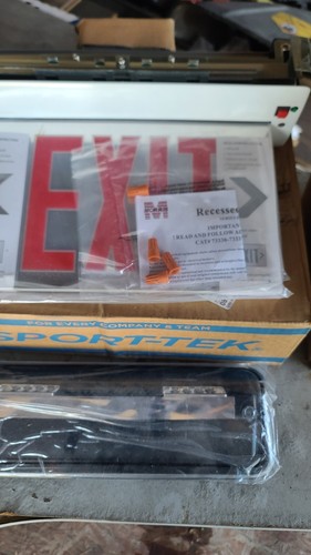 Exit Sign Single Sided Legend Red LED Aluminum. Morris Recessed Mount ...