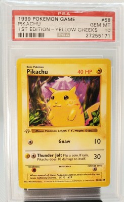 *Grey Stamp* 1999 Pikachu 1st Edition Shadowless #58/102 Base set