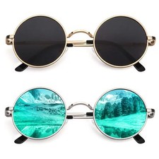 Lennon Polarized Sunglasses,Women Men Circle Round Retro Sunglass Circular Shade