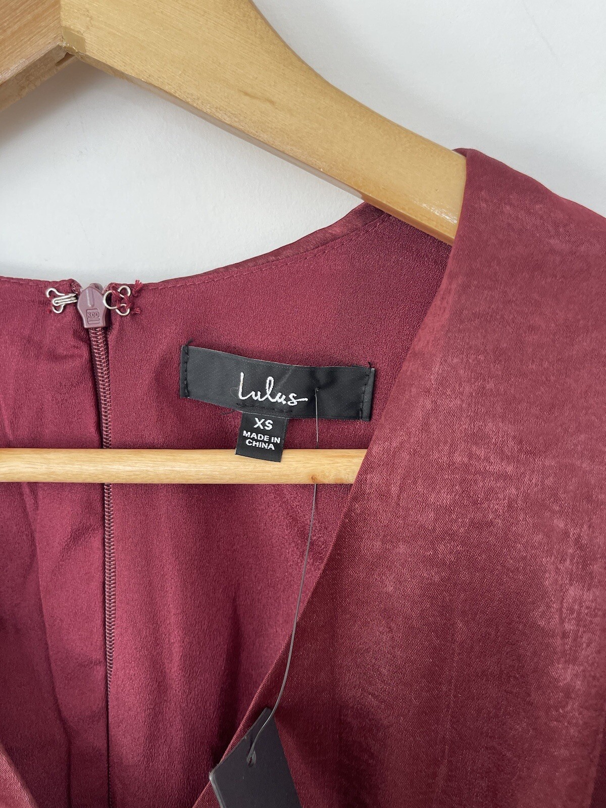 Lulus Wrapped Up In Love Burgundy Satin Wrap Midi Dress Size XS NEW RRP$95 image 5