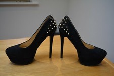 Bebo Black Faux Suede Platform Stiletto Court Shoes Size UK 4 