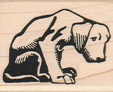 Dog Looking Down 1 3/4 x 2" Rubber Stamp, Animal Stamp, Dog Stamp