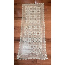 Handmade Crochet Lace Table Runner 34"x16" Vintage