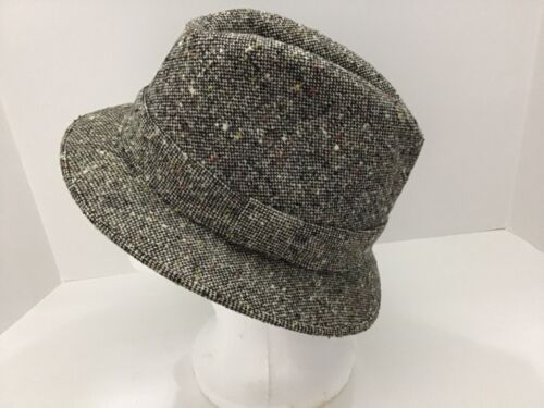 Vintage Stetson Brown Tweed Wool Blend Men's Fedora Hat Size Medium - Picture 1 of 7