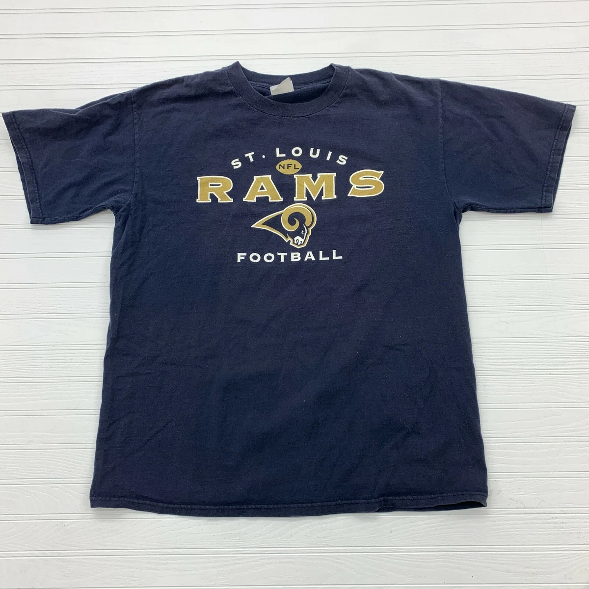 CSA Cotton St. Louis NFL Rams Football Navy Blue T-Shirt Adult Size L