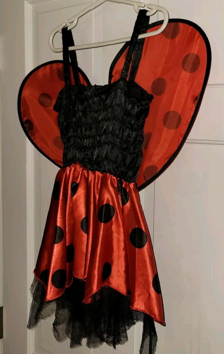 LADY BUG black Red Poly Tulle Wings Costume Dress. Girls M | eBay