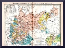 Deutsches Reich +Konfessionskarte von 1894 +Bistümer, Evangelisch, Katholisch+