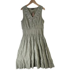 J Glee Sleeveless Midi Dress 2X Juniors Floral Embroidered Chest Smocked Waist