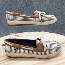 Keds Boat Shoes Womens 7 Loafer Ballet Flat WF62908 Blue White Canvas Lace Up