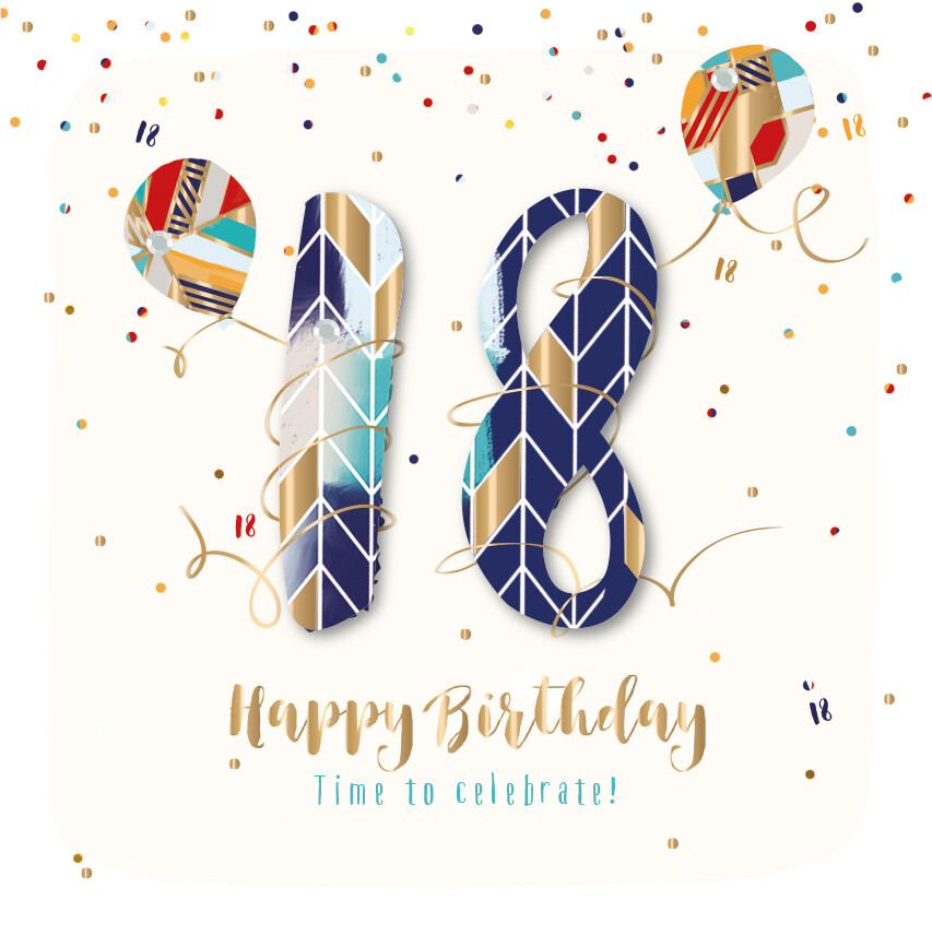 Male 18th Embellished Birthday Greeting Card Talking Pictures Cards