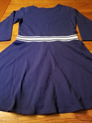 NWT Girls Tommy Hilfiger Flag Blue Dress Gold Metallic Stripe Buttons Size XL 16 - Picture 7 of 12