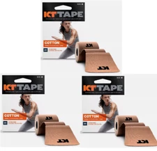 3 pack - KT Tape, Cotton, Elastic Kinesiology Athletic Tape, 20 Count 10", Beige