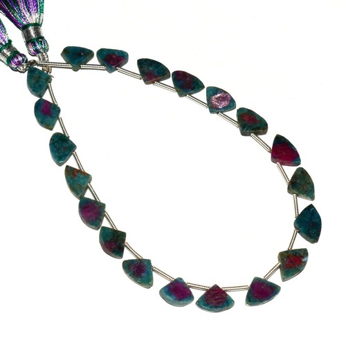 Natural Bicolor Gemstone Ruby Zoisite 9MM Size Axe Shape Smooth Beads 9" - Picture 4 of 6