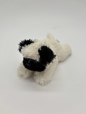 Prextex Pug Puppy Dog Plush White Black Fuzzy Soft Stuffed Animal 6"