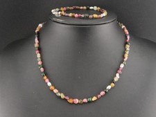 GJ69 * SILBERZEIT TURMALIN EDELSTEIN BUNT KETTE & ARMBAND SET   925er SILBER * 